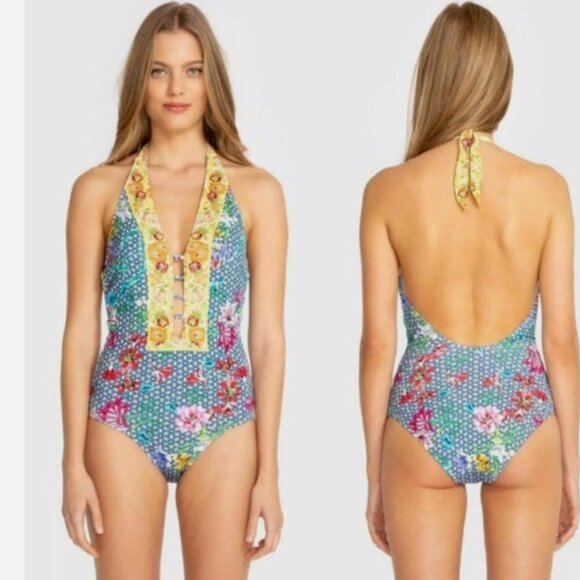 NWT Johnny Was Seaton Floral Halter One Piece, Size XS - Picture 9 of 11